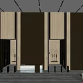 Modern Luxury Hotel Lobby Interior With Wooden Panels Marble Floor And Lighting