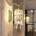 Elegant Modern Wall Sconce With Crystal Prisms And Golden Metal Frame For Home Lighting