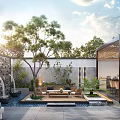 Modern courtyard landscape 3d model