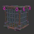 Decorative Cage Structure With Metal Bars Wooden Frame And Ring Ornaments