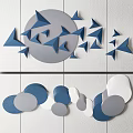 Geometric Wall Decor With Blue Gray Triangles And Circular Shapes For Modern Interiors 3d model