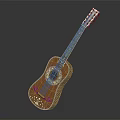 Artistic Musical Instrument Guitar With Hand Painted Artwork And Decorative Craft Details