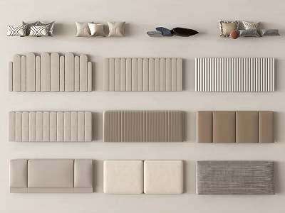 Modern Bedding Collection With Various Headboard Designs And Decorative Cushion Sets 3d model