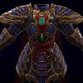 Game and Movie Character Wearing Ornate Golden Accented Armor With Chest Gemstone and Red Cape