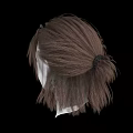 3D Human Head Model Side View With Realistic Brown Hair And Detailed Facial Organs
