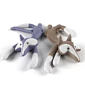 Cute Blue and Brown Plush Fox Dolls with White Ears Tail Tips and Paws