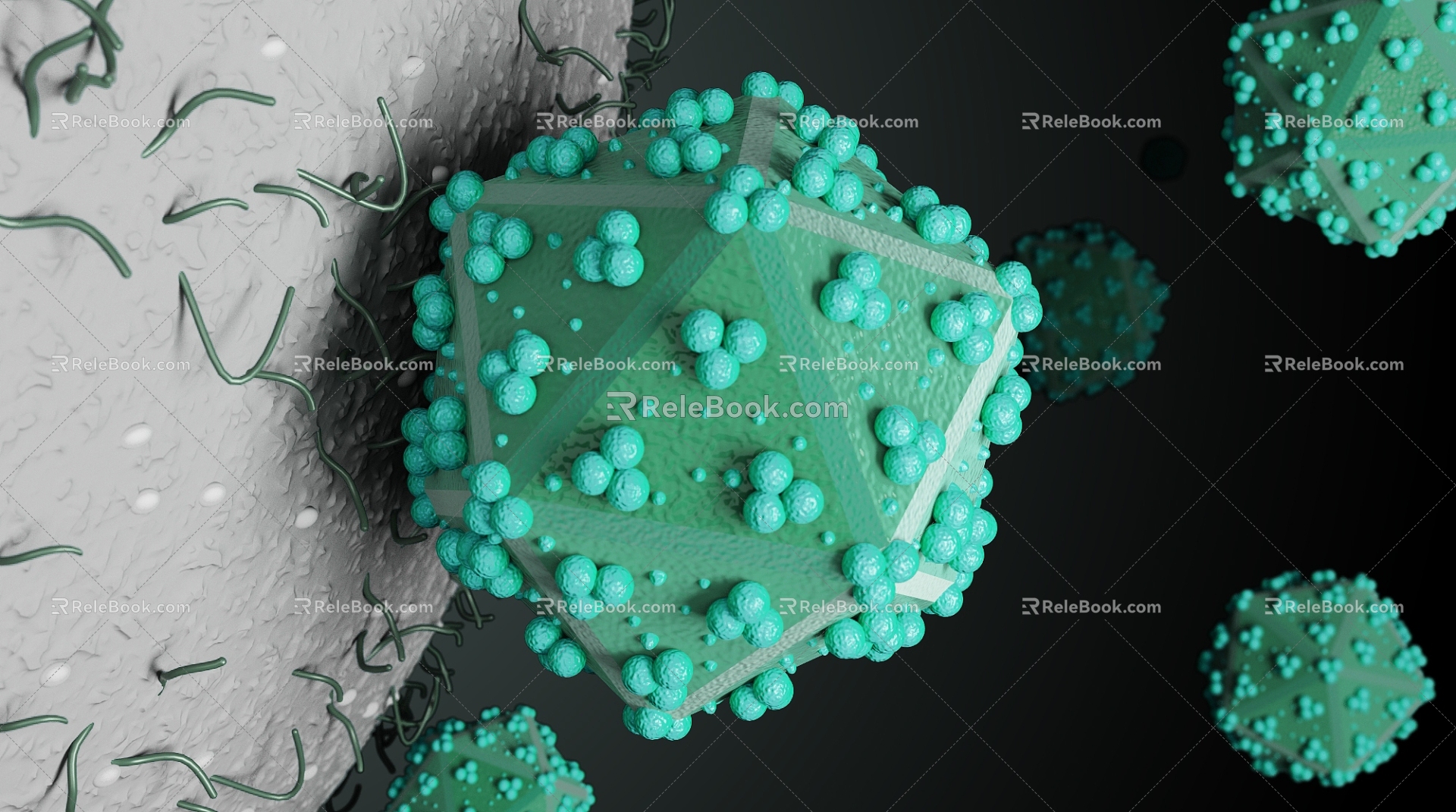 Modern Viruses Bacteria Viral Background 3d model