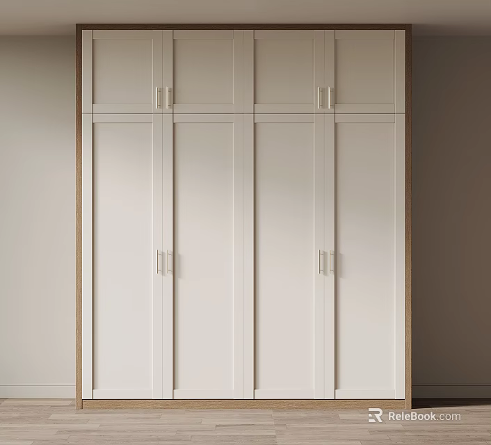 Modern White Wardrobe Cabinet Design With Multiple Doors And Storage Space 3d model