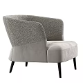 Light Gray Single Sofa With Curved Back Soft Fabric Upholstery And Black Wooden Legs