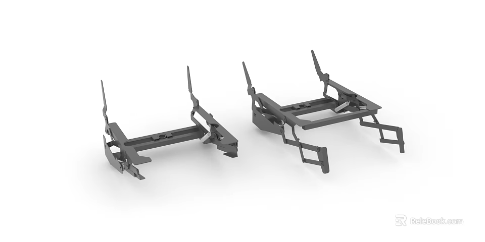 Two Gray Metal Structural Bracket Or Frame Parts For Industrial Applications 3d model 