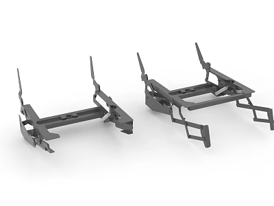 Two Gray Metal Structural Bracket Or Frame Parts For Industrial Applications 3d model