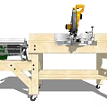 Heavy Duty Industrial Miter Saw With Mobile Wooden Workbench For Woodworking Tasks