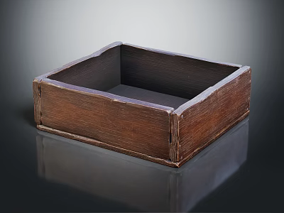 Wooden Square Box With Textured Surface And Smooth Base On Dark Background 3d model