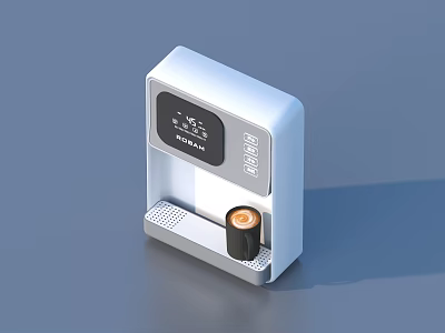 Modern White Water Dispenser With Digital Display Dispensing Water Into Cup 3d model