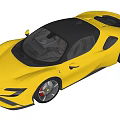Yellow Sports Car With Sleek Aerodynamic Design Black Roof And Red Brake Calipers