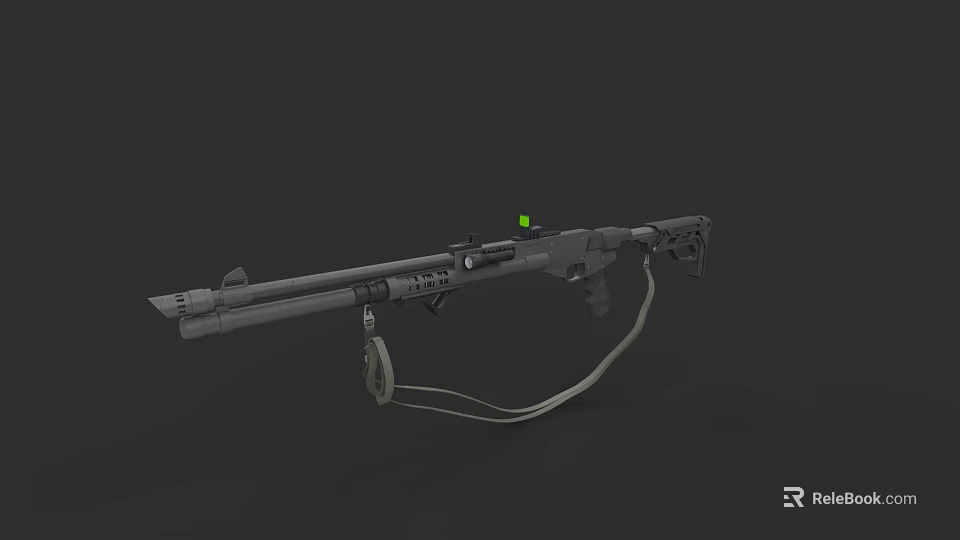 Modern Dark Tactical Rifle With Green Dot Sight And Sling Design 3d model 