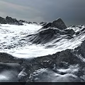 Snowy Mountain Landscape With Vast Snowfield Sunlit Peaks And Alpine Scenery