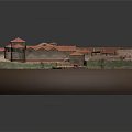 Detailed Ancient Architecture Model Showcasing Traditional Roofs Courtyard And Brick Structures 3d model