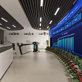 Modern Monitoring Control Room with Multiple Screens Data Displays Control Consoles and Office Chairs