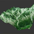 Garden Landscape Mountain Terrain Model With White Snow And Green Vegetation