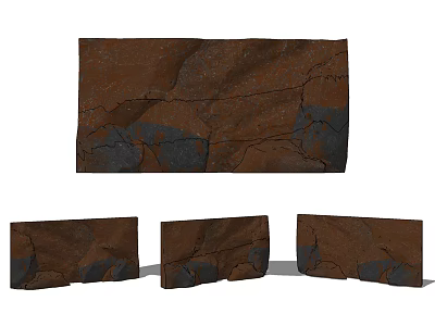 Rustic Cracked Brown Background Wall With Dark Gray Texture And Stone Design 3d model