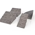 Gray Striped 3D Geometric Stacked Blocks And Fan Shaped Models 3d model
