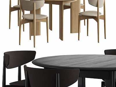 Middle style table and chair combination round table chair 3d model