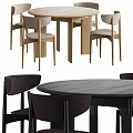 Middle style table and chair combination round table chair 3d model