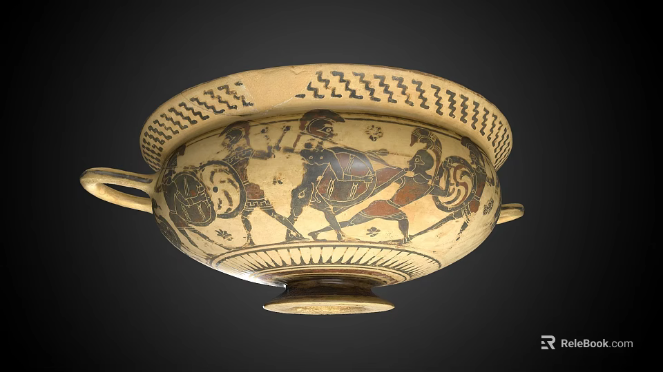 Ancient Greek Style Chandelier With Black Patterns And Decorative Handles Base Decoration 3d model 