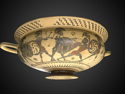 Ancient Greek Style Chandelier With Black Patterns And Decorative Handles Base Decoration 3d model
