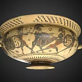 Ancient Greek Style Chandelier With Black Patterns And Decorative Handles Base Decoration