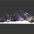 3D Mountainous Terrain Model With Purple White Features And Detailed Topographic Relief