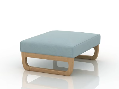 Home Upholstered Light Blue Footstool With Wooden Frame And Modern Design 3d model