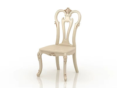 Elegant European Style Dining Chair With Carved Backrest And Ornate Legs 3d model