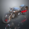 Modern Sleek Motorcycle Featuring Black Silver Metal Body Large Wheels Red Accents Sporty Design