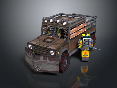 Detailed Military Vehicle Toy Model With LEGO Minifigure Holding Rifle 3d model