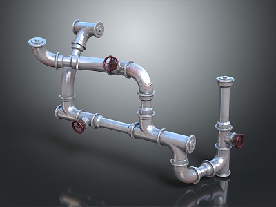 modern water pipe valve iron pipe 3d model