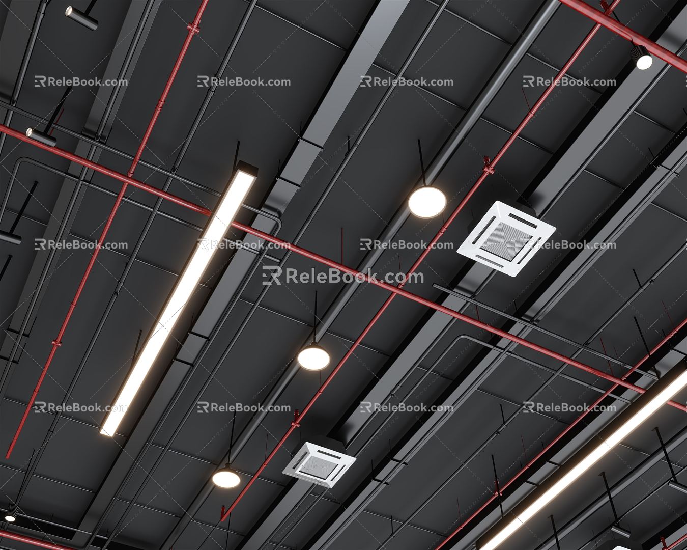 Modern Ceiling Ceiling Fire Pipe 3d model