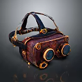 Steampunk Style Goggles With Brown Leather And Metal Decorations Round Lenses