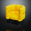 Stylish Modern Yellow Chair With Puffy Block Design And Metallic Spider Legs For Contemporary Interior