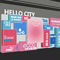 Hello City Event Display Wall With Multiple Brands And Commercial Information 3d model