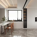 Modern Living And Dining Area With Wooden Table Red Chairs And Beige Sofa