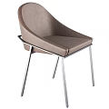 Modern Dining Table Set With Brown Upholstered Chairs And Black Metal Legs