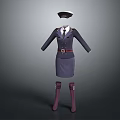 Professional Stewardess Uniform with Cap Jacket Skirt Belt and Boots