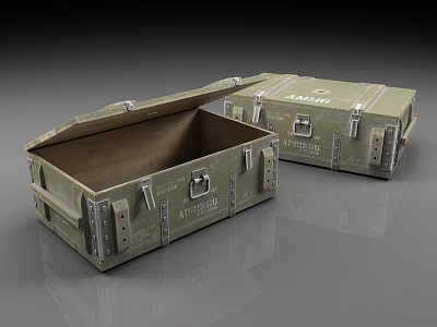 Public Facility Military Style Storage Boxes with Green Metal Latches and Open Closed Design 3d model
