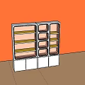 Blue Modern Shelving Unit Featuring Multiple Open Compartments And Cabinet Doors