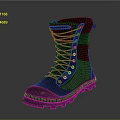 Black High Top Lace Up Boots With Thick Sole And Gray Accents For Outdoor Use