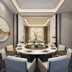 New Chinese-style private dining room 3d model