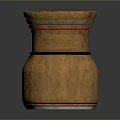 Traditional Weapon With Wooden Handle And Round Head Featuring Colored Decorative Stripes