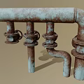 Rusted Metal Pipes With Vintage Valves And Industrial Texture